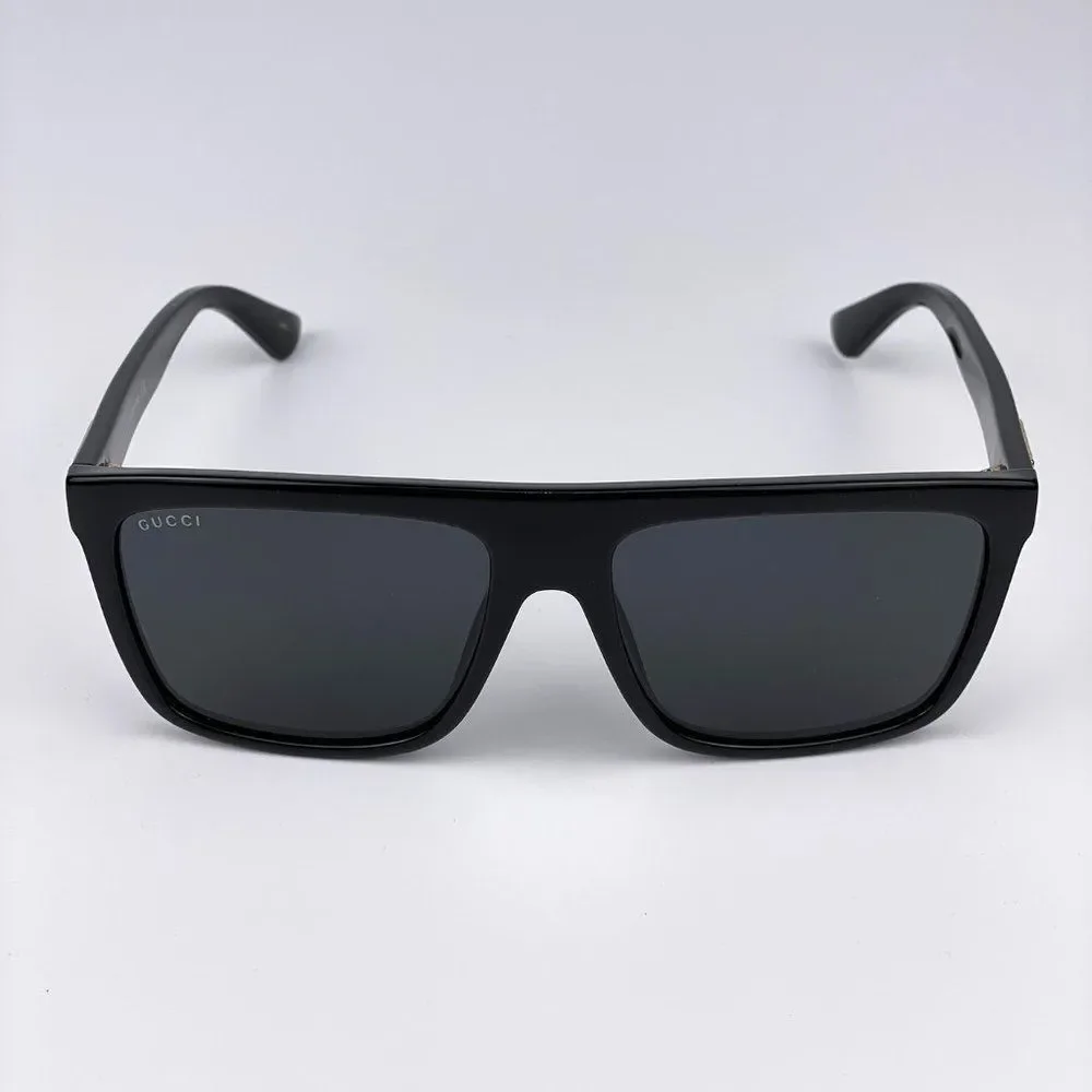 Gucci GG0748S 001 Sunglasses Black Gray Rectangle Men